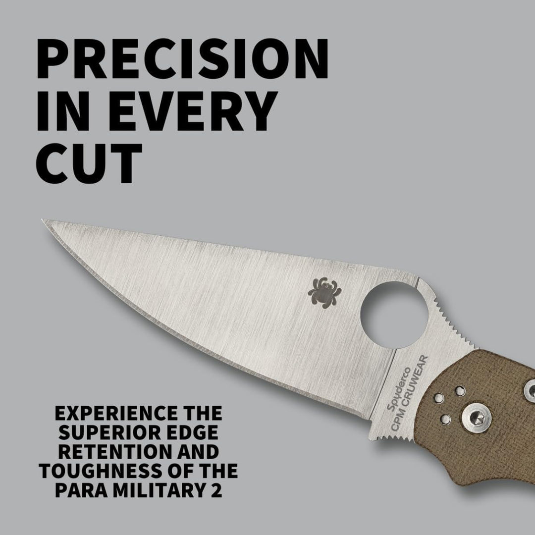 Spyderco Knives Brown Canvas Micarta para Millie 2 Compression Lock Cru-Wear Steel Pocket Knife C81M