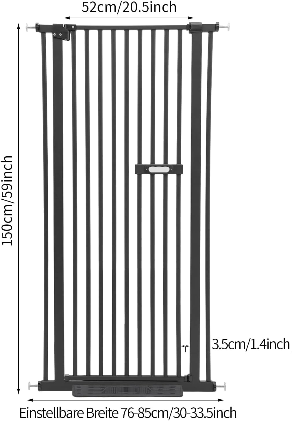Schutztor Ausziehbar Haustiere Katzentiertor, 150cm Haustiergitter Extra Hoch mit Doppelverriegelung