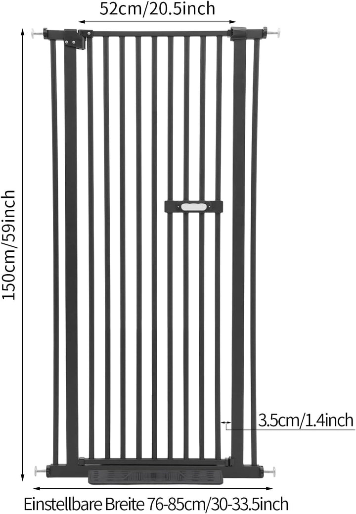 Schutztor Ausziehbar Haustiere Katzentiertor, 150cm Haustiergitter Extra Hoch mit Doppelverriegelung