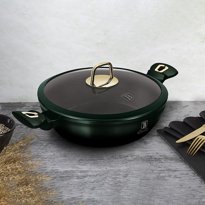 BerlingerHaus Emerald Collection Shallow Pfanne mit Deckel, 28 cm, BH/6060 emerald Edelstahl 18/8, G