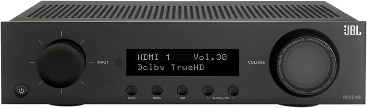 JBL AV-Receiver MA510 5.1 Kanäle Klasse D 8K Bluetooth, 100 W, HDMI, Dolby und DTS-Dekodierung, Schw