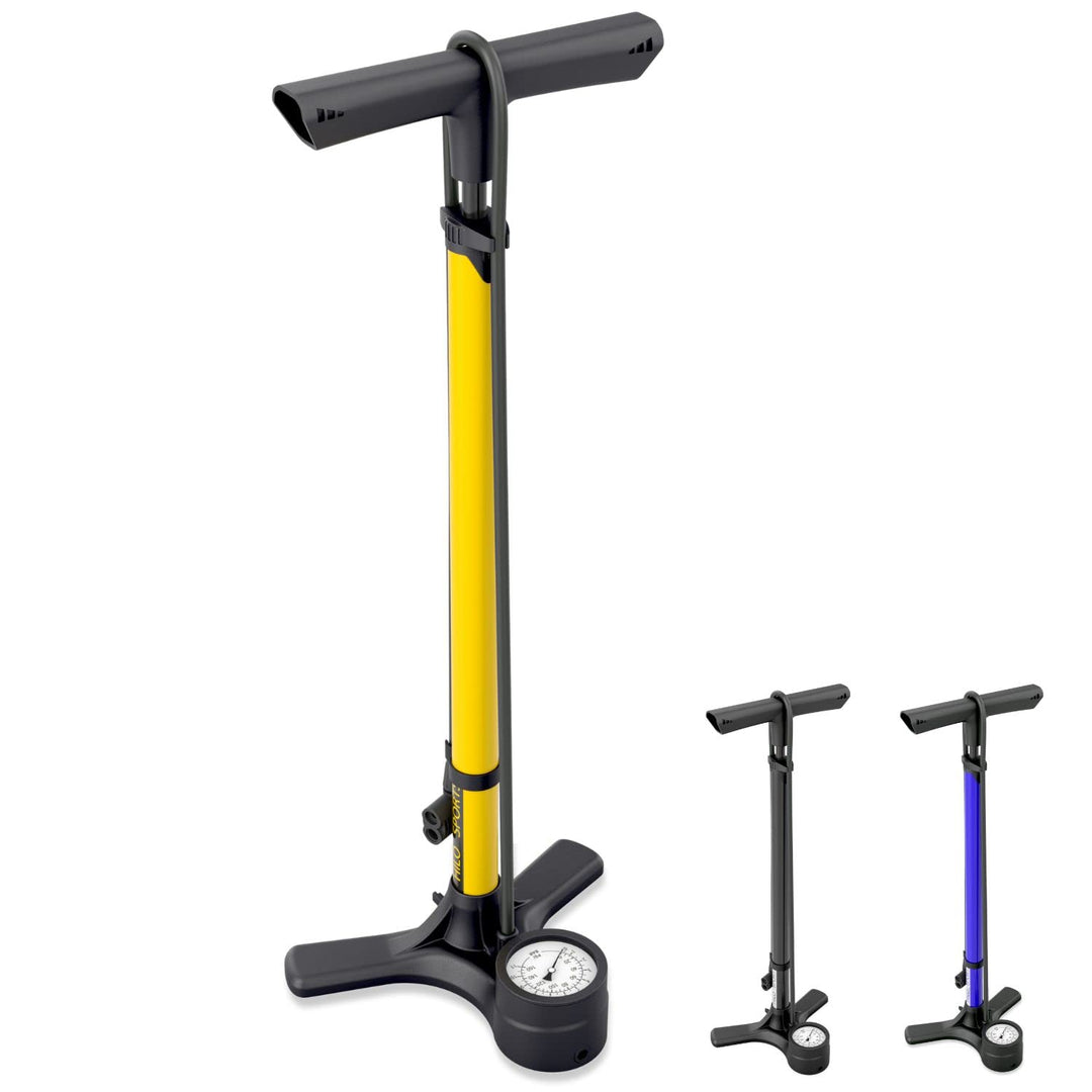 HiLo sports Standpumpe Fahrrad für alle Ventile - 11 Bar / 160 Psi Luftpumpe mit Manometer - Rostfre