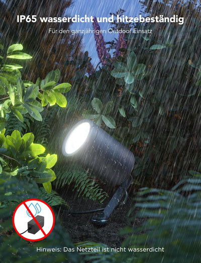 Govee Outdoor LED Strahler, IP65 Wasserdichte Gartenstrahler, Funktioniert mit Alexa, RGBIC Farbwech