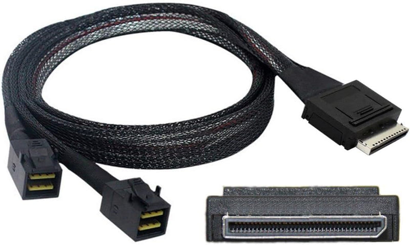 CY SFF-8611 auf SFF-8643 Kabel,OCuLink PCIe PCI-Express SFF-8611 8X 8-Lane auf 2 SFF-8643 HD 4X SSD