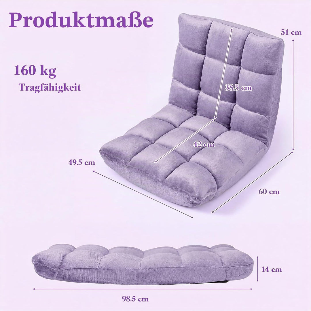 RELAX4LIFE Bodenstuhl Klappbar, Bodensessel mit Verstellbarer Rückenlehne &amp; Liegefunktion, Relaxsess