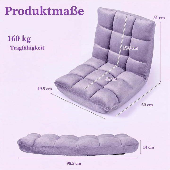 RELAX4LIFE Bodenstuhl Klappbar, Bodensessel mit Verstellbarer Rückenlehne &amp; Liegefunktion, Relaxsess