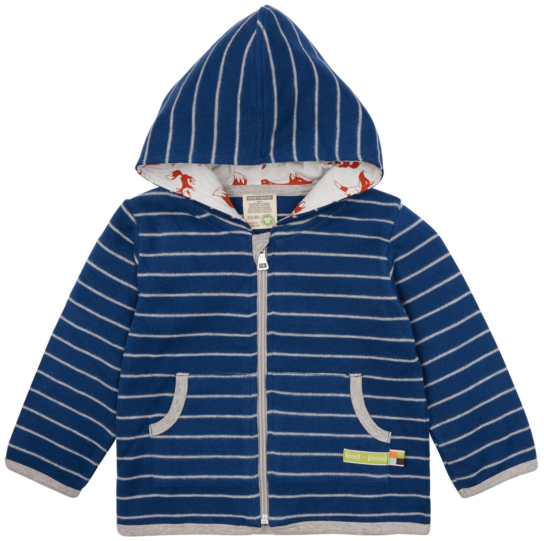 loud + proud Unisex Kinder Ringel, GOTS-Zertifiziert Jacke 74-80 Ultramarine, 74-80 Ultramarine