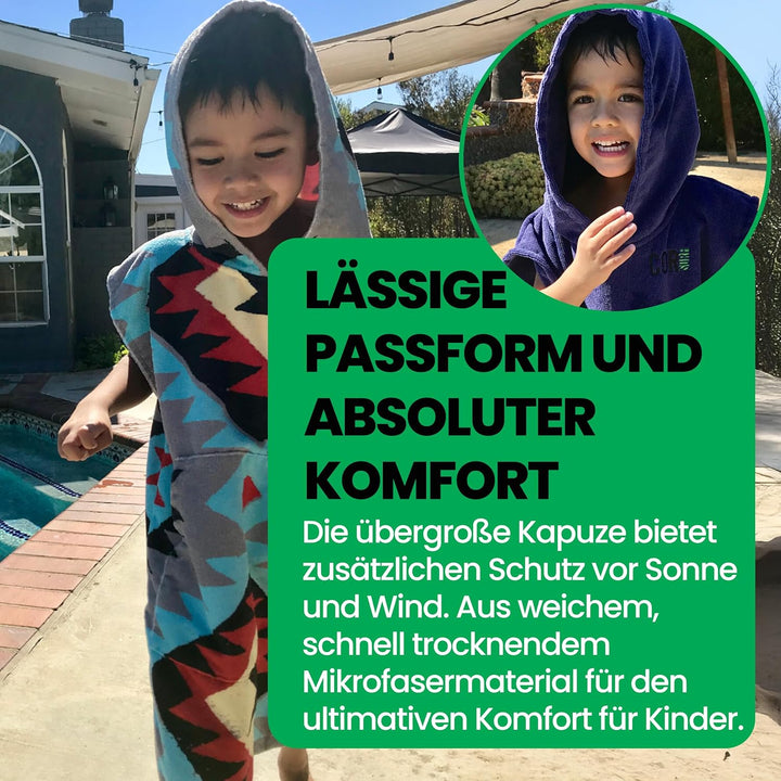 COR Surf Kinder Handtuch Poncho - Weicher, schnell trocknender Bade Poncho aus Mikrofaser, Kapuzenha