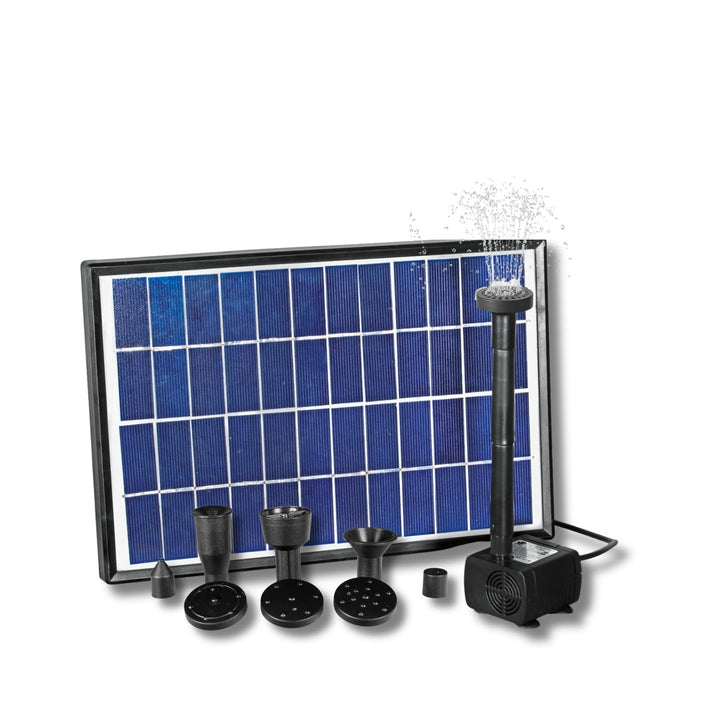MAUK® SOLAR Panel FONTÄNE SPRINGBRUNNEN 300l/h 12V + SAUERSTOFFZUFUHR Fische I Teichpumpe Wasserpump
