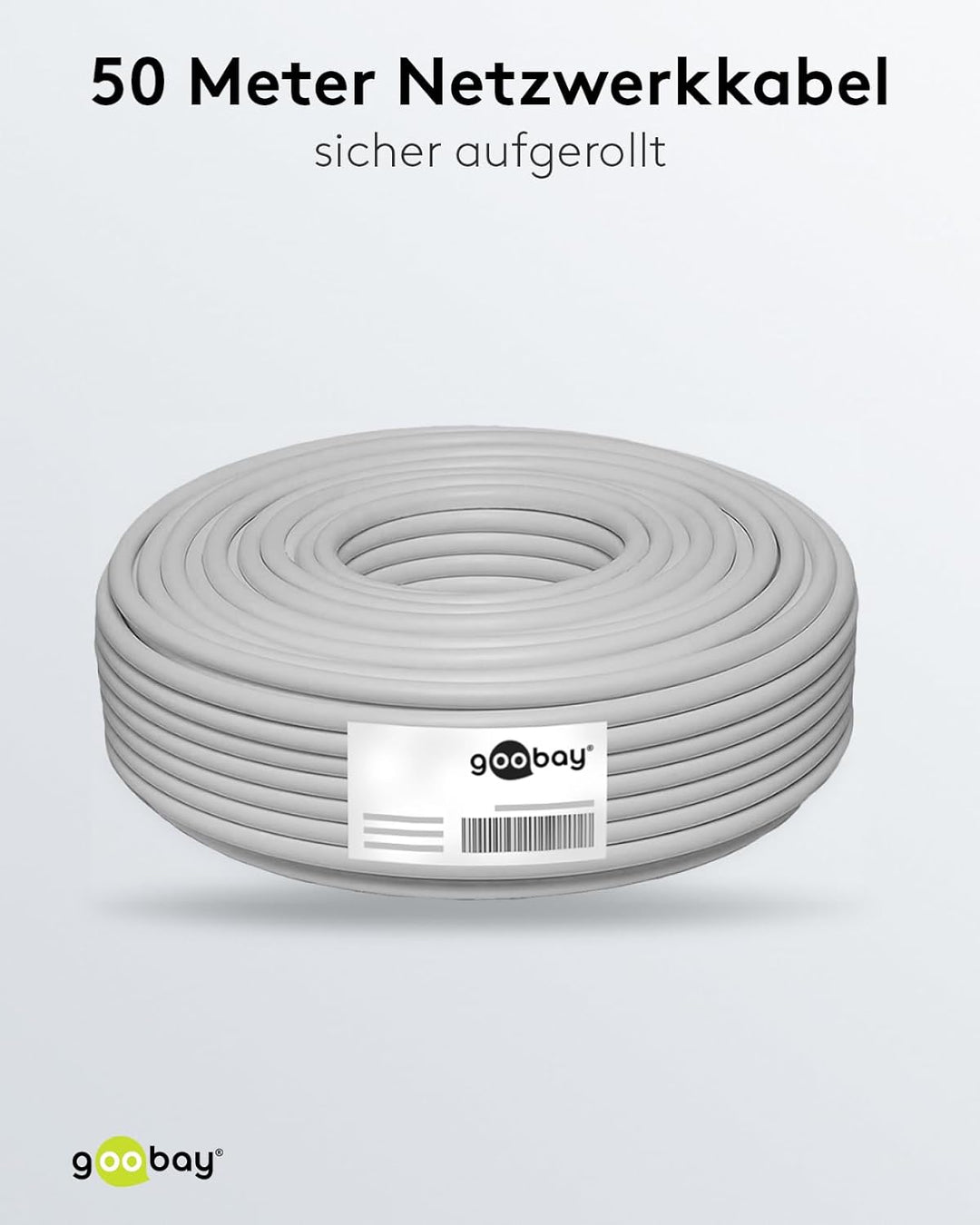Goobay 96093 Netzwerkkabel CAT 6 A Verlegekabel 50m CAT 6A Kabel S/FTP Patchkabel halogenfrei Ethern