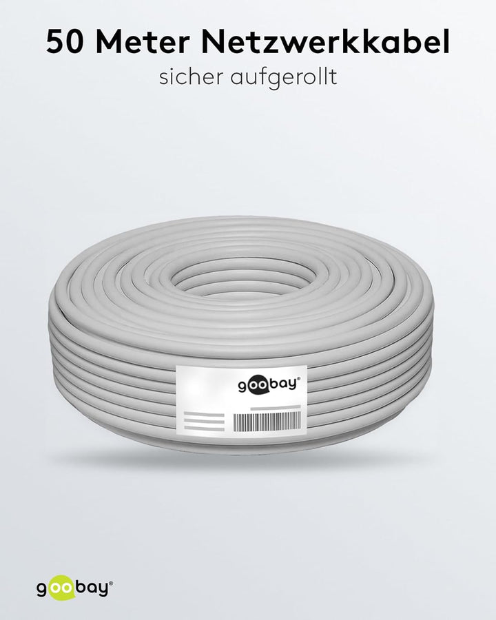 Goobay 96093 Netzwerkkabel CAT 6 A Verlegekabel 50m CAT 6A Kabel S/FTP Patchkabel halogenfrei Ethern