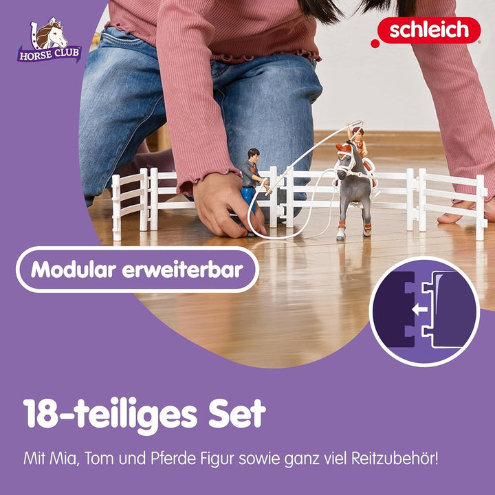 schleich 42443 HORSE CLUB Mias Voltigier-Reitset, 18 Teile Spielset mit schleich Pferde Figur, Mädch