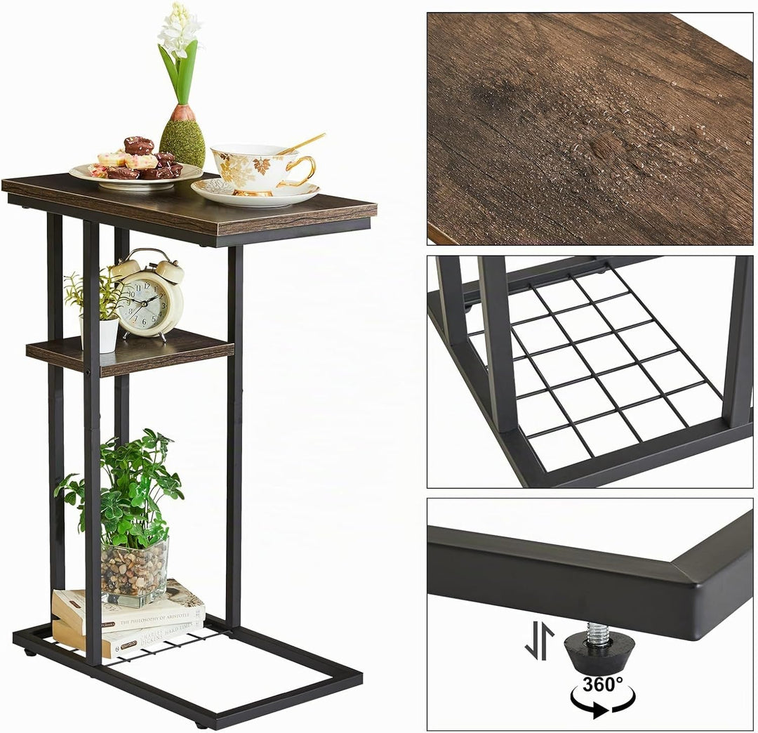 YMYNY Beistelltisch Kaffeetisch C-Form, Eleganter Kleiner Sofatisch, Industrie-Design, Sofatisch 40