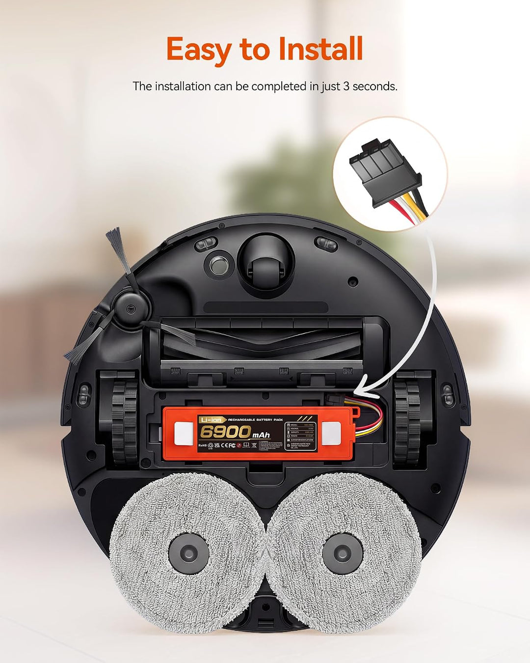6900mAh Ersatzakku Xiaomi Roborock S5, S5 Max, S50, S6, S6 MaxV, S7, Q5 Max Pro, Q7 Ultra Pure, Brr-
