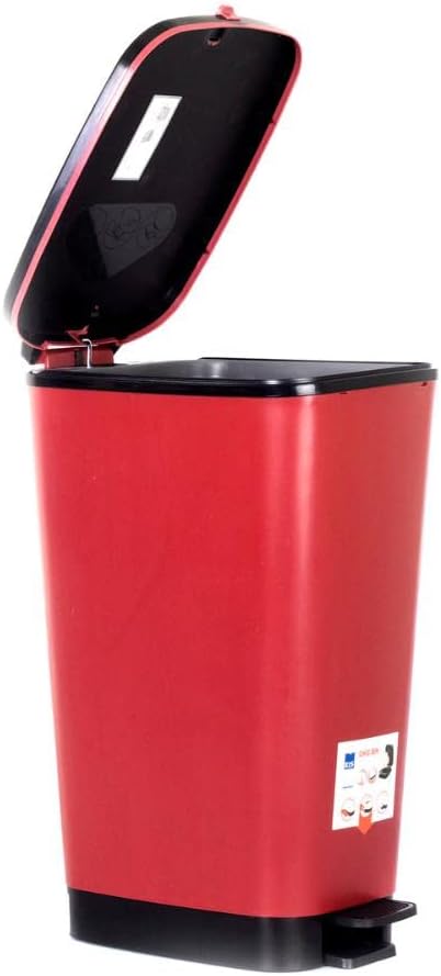 CURVER KIS Chic Bin Style Treteimer 45l mit Deckel und Pedal, Müllbeutelaufhängung, paprika, 29 x44,
