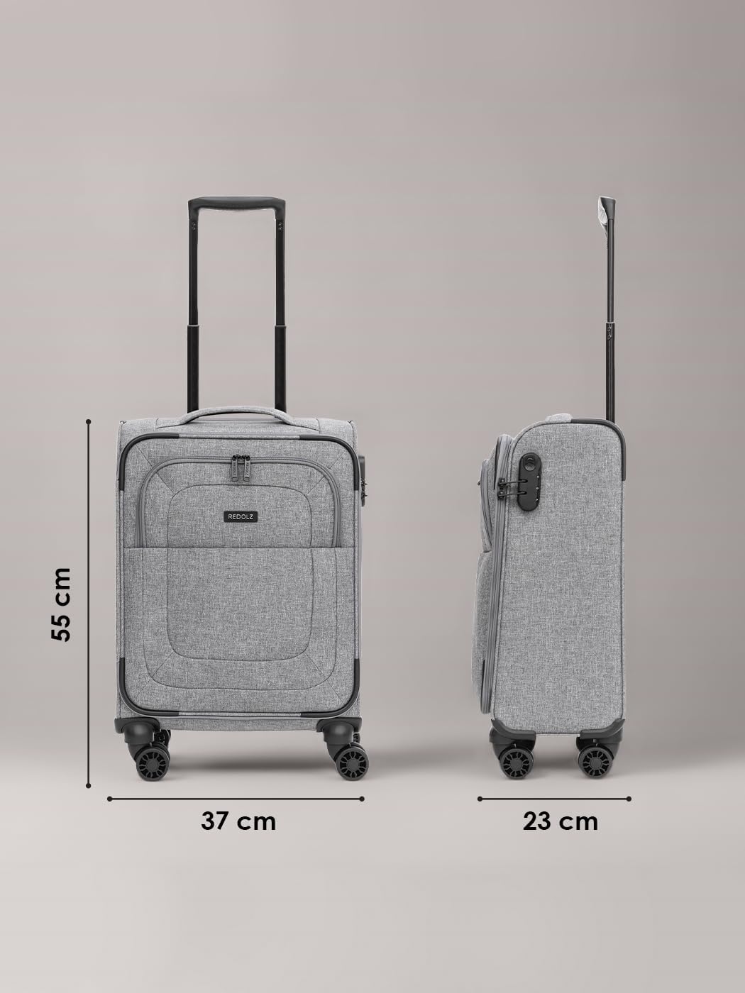 REDOLZ Cabin Weichschalen Kabinen-Koffer | Leichter Trolley mit 4 Doppelrollen für Damen & Herren 37