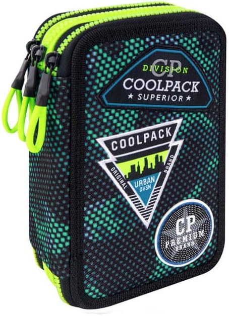 CoolPack 3-Fach 44-teilig Mäppchen Federmappe Federtasche, Green Badges B67151 XXL Federtasche, fede