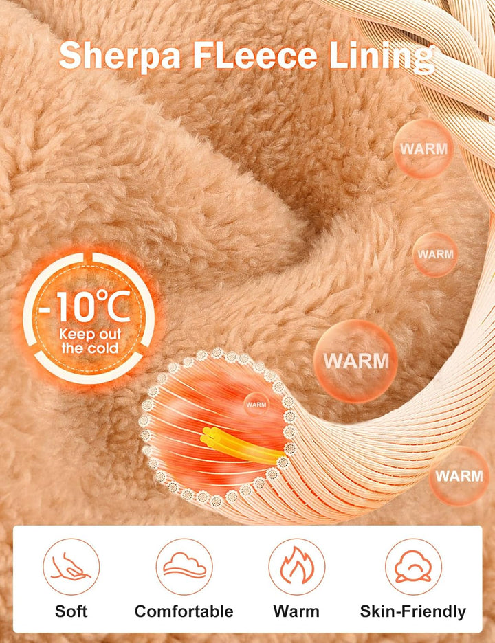 Gefütterte Jogginghose Damen Warm Fleece Freizeithose Winter Thermo Fleecehose High Waist Sweathose