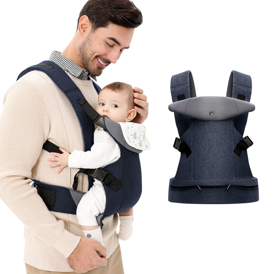 IULONEE Babytrage für Neugeborene Ergonomische Baby Carrier mit abnehmbarem Lätzchen Vorne nach hint