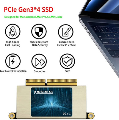 KINGDATA 1TB SSD für MacBook Pro A1708 PCIe Gen3x4 M.2 NVMe, interne Solid State Drive Upgrade für M