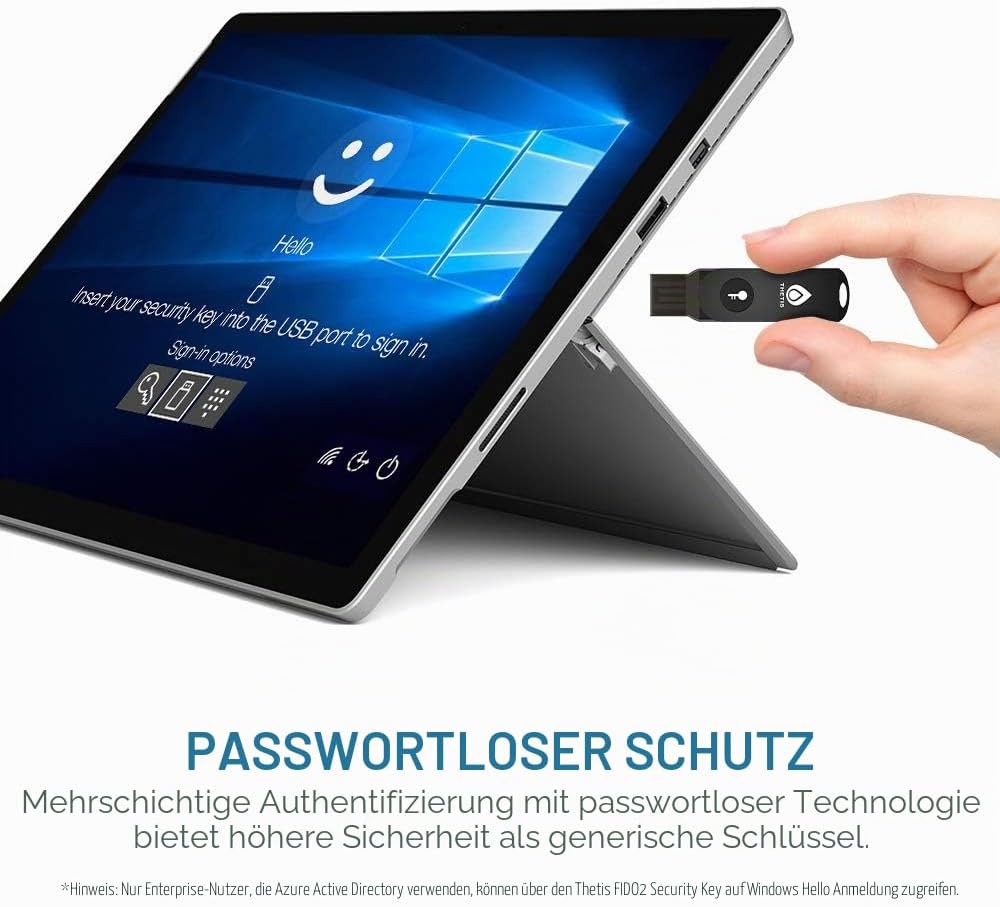 FIDO2 Security Key, Thetis Sicherheitsschlüssel [Faltbares] Zwei-Faktor-Authentifizierung USB (Typ A
