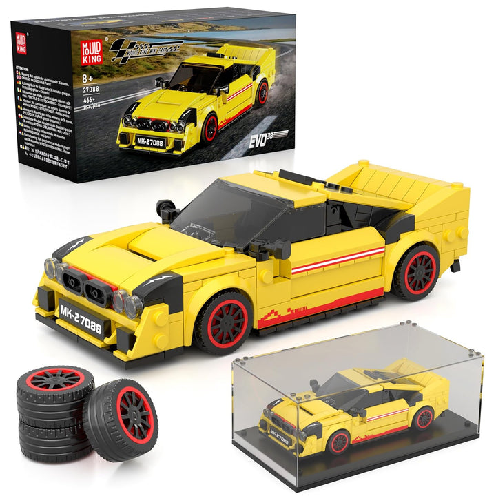 Mould King 27088 Technik Sportwagen Bausteinsets mit Acryl Vitrine Modellautos zum Sammeln, Geschenk