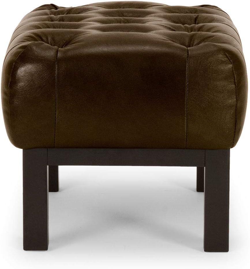 Woodkings® Chesterfield Hocker Kingsfield Echtleder antik braun Lederhocker Designhocker Federkern U