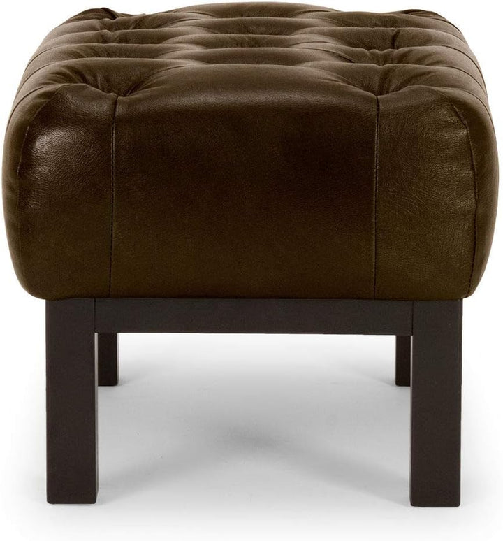 Woodkings® Chesterfield Hocker Kingsfield Echtleder antik braun Lederhocker Designhocker Federkern U