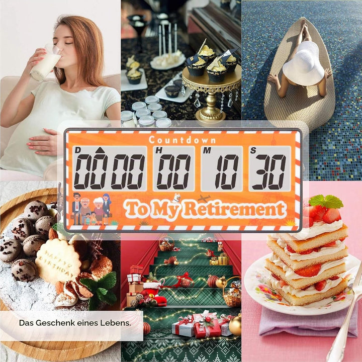 Jayron Retirement Timer 9.999 Tage Digitale Countdown-Uhr Laute Alarme,Magnet Adsorption Stoppuhr Ti