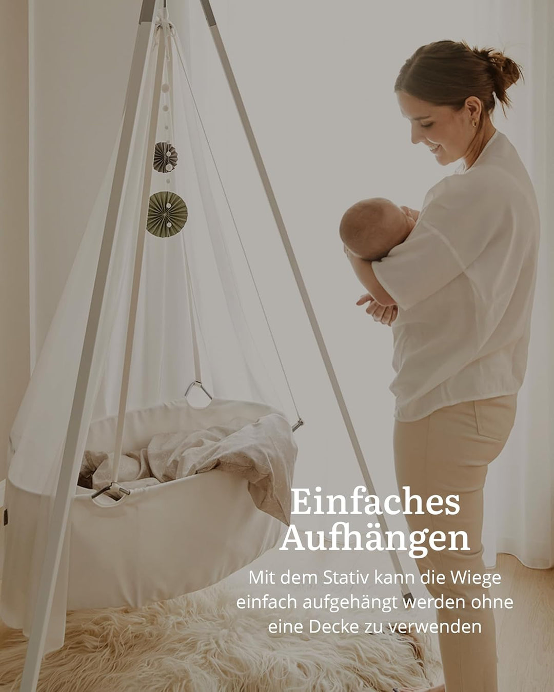 Leander Stativ Grau - Massgefertigtes Stativ für Leander Classic™ Wiege - Aufhängung ohne Deckebohre