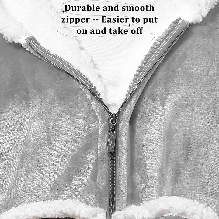 FEELJAM Decke mit Ärmeln und Kapuze, Hoodie Decken Pullover Kuscheldecke mit Ärmeln und Reissverschl