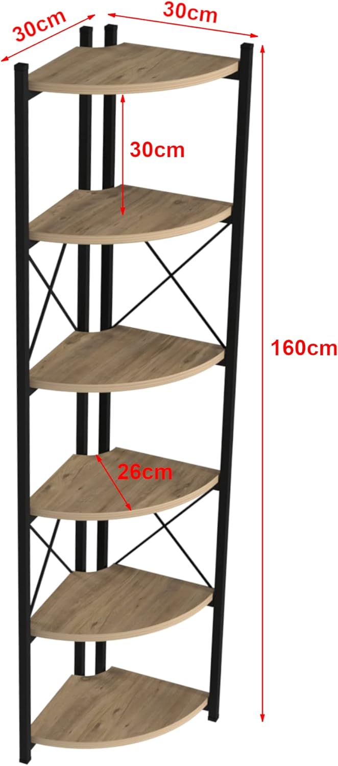 [en.casa] Pflanzregal Ulfborg Eckregal Blumenständer Winkelregal Pflanzentreppe mit 6 Ablagen 160x30
