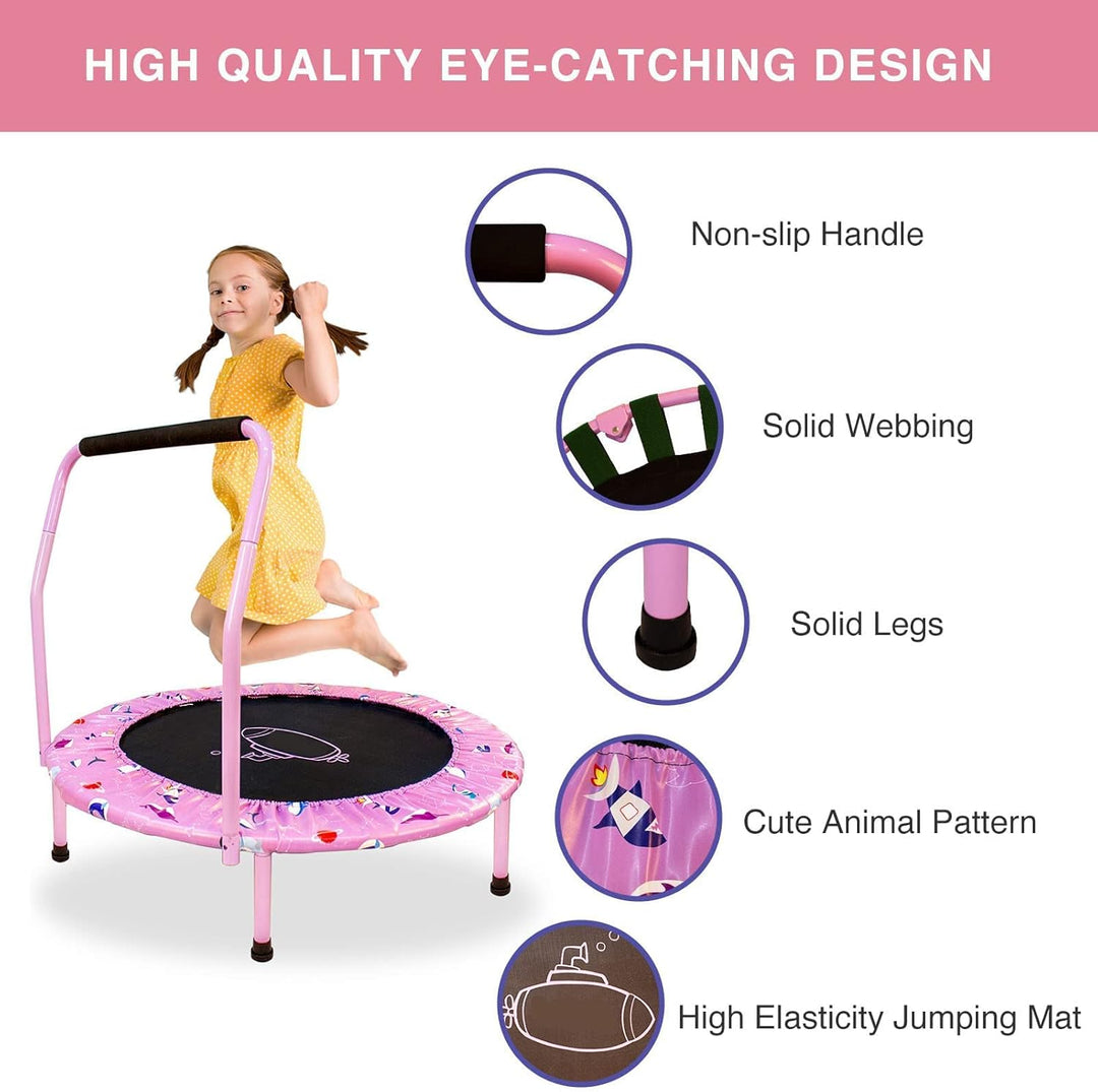Trampolin Kinder,Ø 96cm Mini Trampolin Indoor mit,Jumping Trampolin Fitness Rebounder mit Verstellba