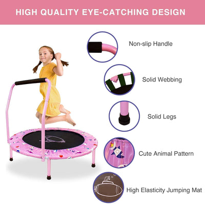 Trampolin Kinder,Ø 96cm Mini Trampolin Indoor mit,Jumping Trampolin Fitness Rebounder mit Verstellba