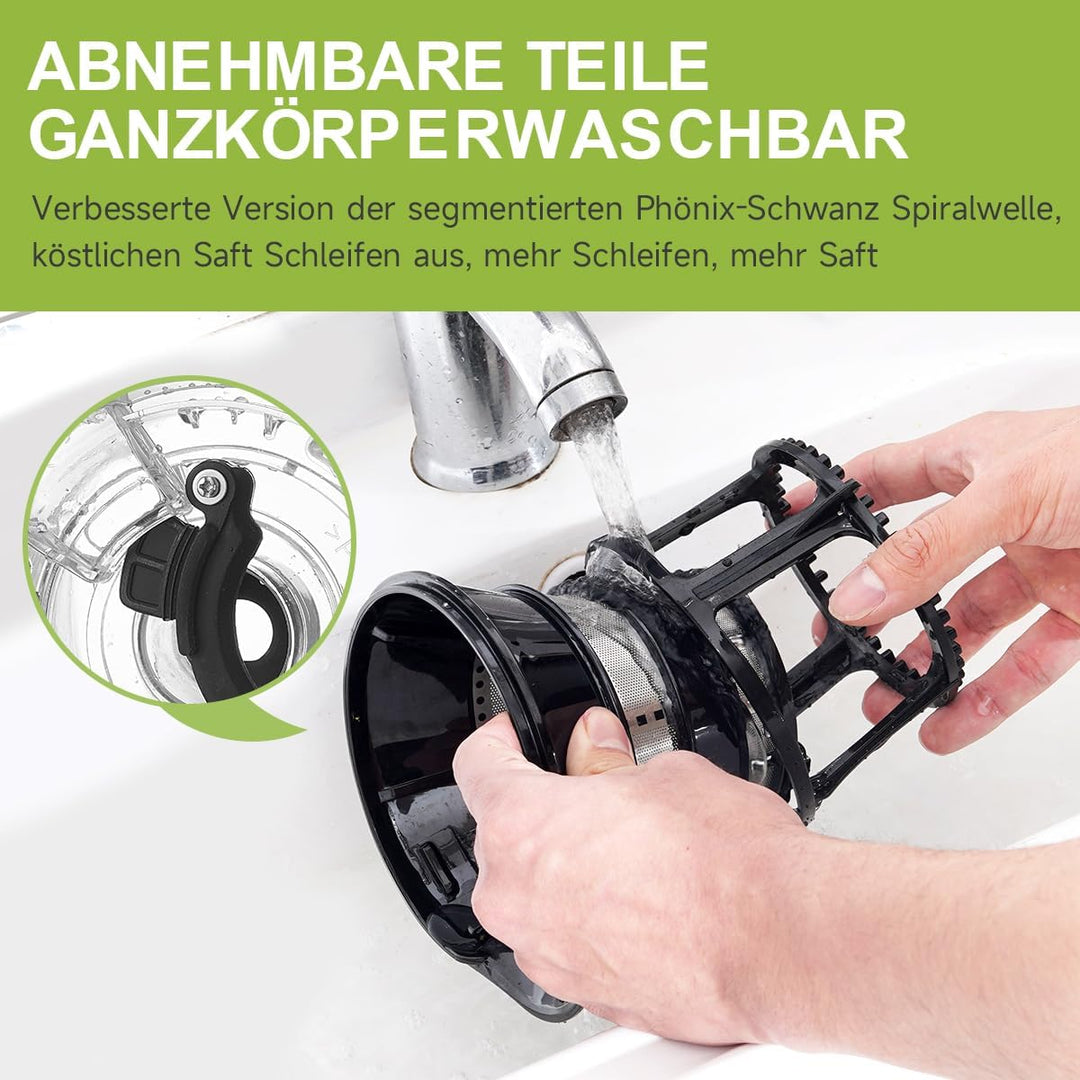 Wiltal | Slow Juicer | Entsafter Gemüse und Obst | Mit 76 mm Öffnung | Elektrischer Entsafter für Ob