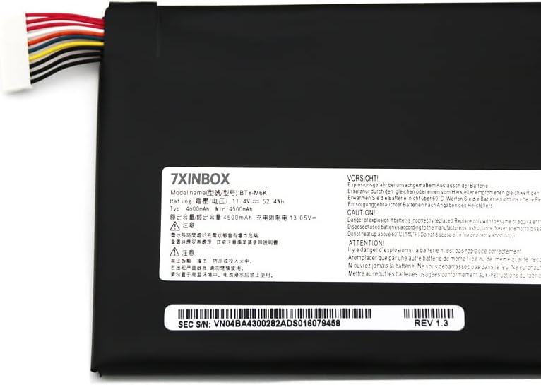 7xinbox 11.4V 52.4WH BTY-M6K Ersatz Laptop Akku für MSI Stealth Pro GS63VR 7RG 7RG-005 GF63 Thin 8RC