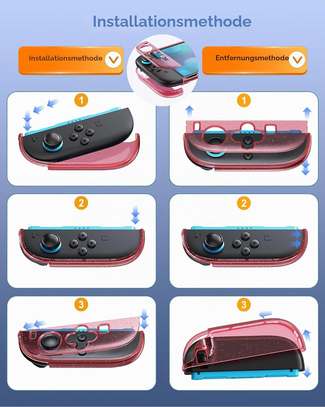 Switch 2 Schutzhülle mit Displayschutz &amp; Kappen, Glitzer Rosa, Glitzer Rosa