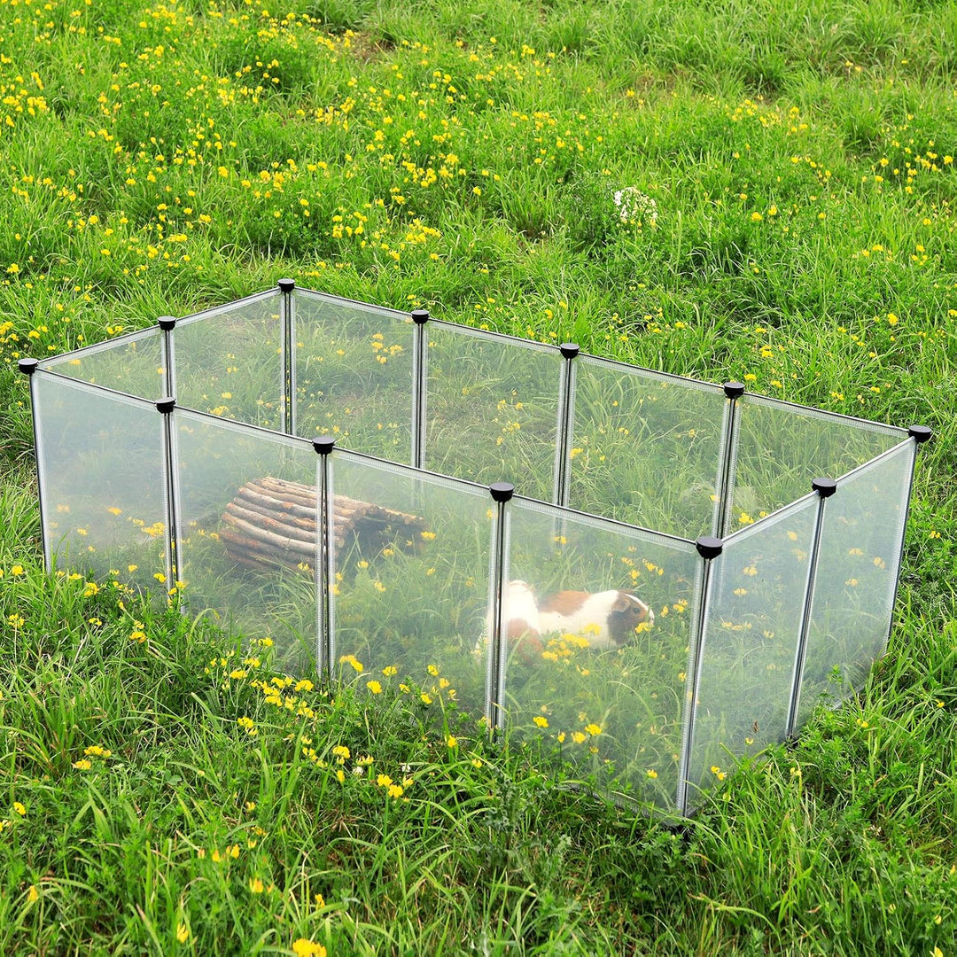 lionto Freigehege aus Kunststoff Kleintierauslauf Innengehege für Kleintiere erweiterbar 145x74x47