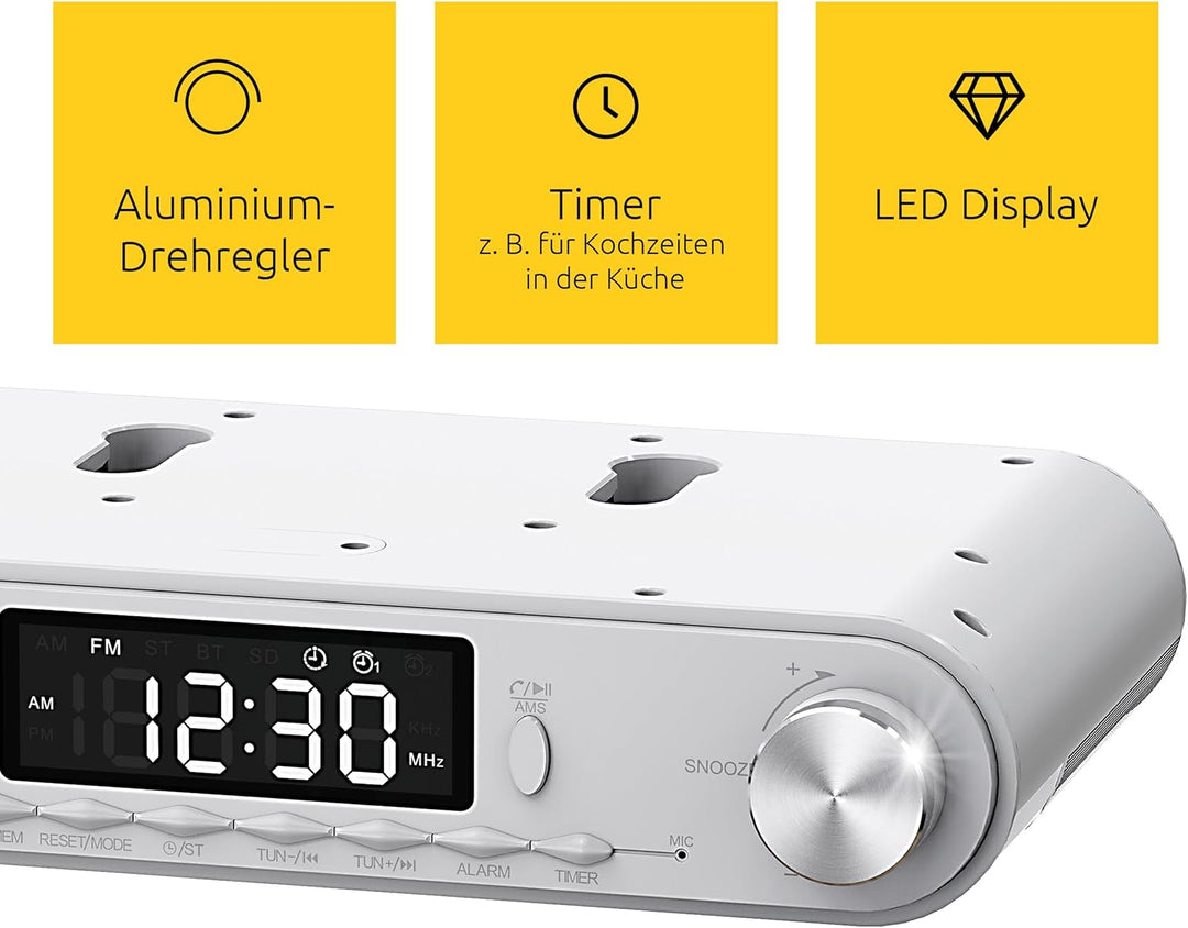 TechniSat KITCHENRADIO - Unterbau Küchenradio mit UKW/FM, LED Display, Arbeitsleuchte, Timer, Blueto