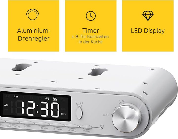 TechniSat KITCHENRADIO - Unterbau Küchenradio mit UKW/FM, LED Display, Arbeitsleuchte, Timer, Blueto