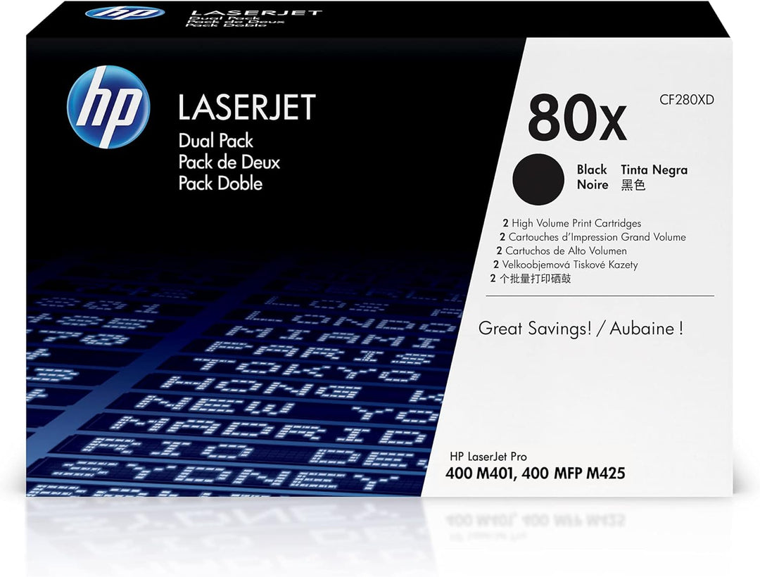 HP 80X 2er-Pack (CF280XD) Schwarz Original Toner für HP Laserjet Pro M401, HP Laserjet Pro M425 schw