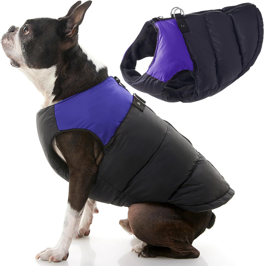 Gooby - Gepolsterte Weste, Hundejacke, Mantel, Pullover mit Reissverschluss und Leinen-Ring, lila, G