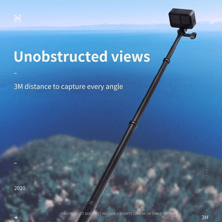 TELESIN 3M/118 Langes Carbon-Handheld-Selfie-Stick Ausziehbares Pol-Einbeinstativ für GoPro Max Hero