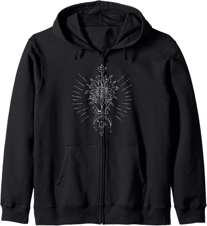Boho Magic Hands Alchemy Sonne Mond Planeten Astrologie Geschenk Kapuzenjacke