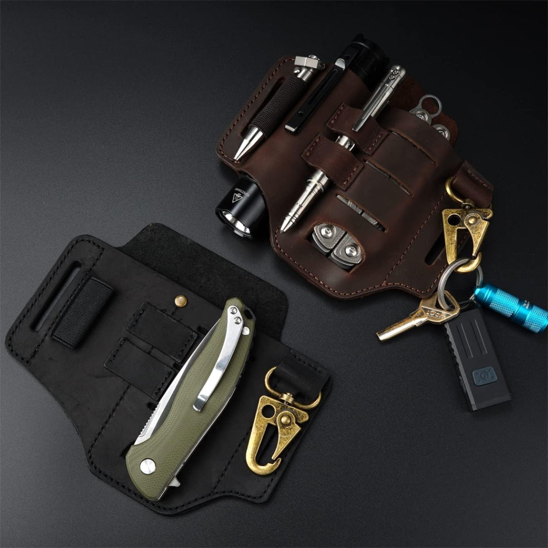VIPERADE PJ16 Leder EDC Tasche Organizer Taktischer Multitool Halter mit Schlüsselbund Gürtelschlauf
