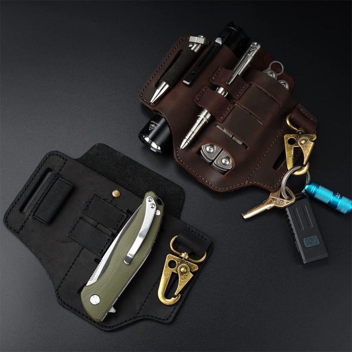 VIPERADE PJ16 Leder EDC Tasche Organizer Taktischer Multitool Halter mit Schlüsselbund Gürtelschlauf