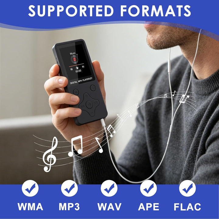 MP3 Player Bluetooth 5.3 mit 32GB Speicherkarte, Tragbarer Musikplayer mit 1,8 Zoll TFT Display, Lau