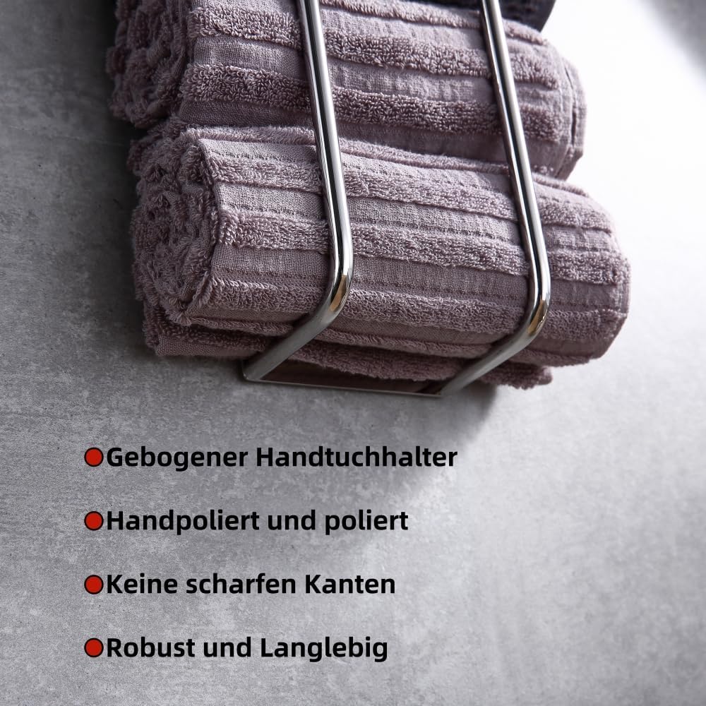HomeHeng Gästehandtuchhalter Ohne Bohren Chrom, Handtuchregal Selbstklebend Edelstahl SUS304 Handtuc