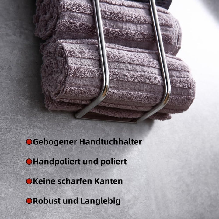 HomeHeng Gästehandtuchhalter Ohne Bohren Chrom, Handtuchregal Selbstklebend Edelstahl SUS304 Handtuc