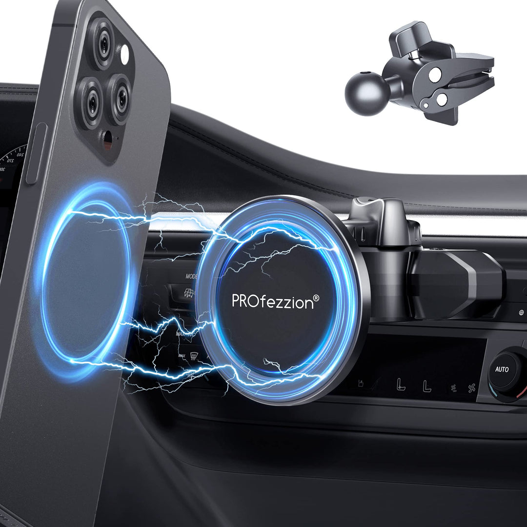 PROfezzion Handyhalterung Auto Magnet CD Schlitz & Lüftungsclip Kompatibel mit Mag-Safe für CD Schli